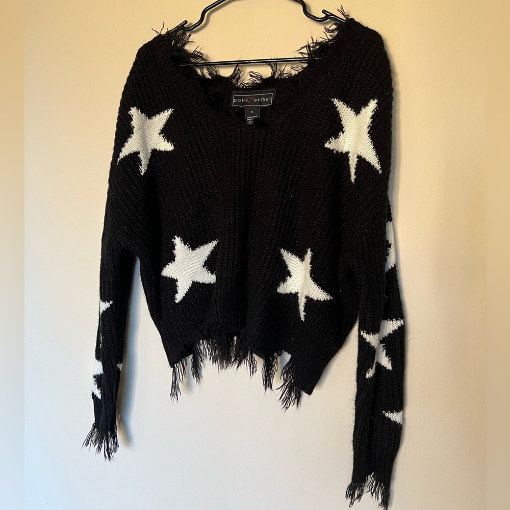 Distressed sweater with stars